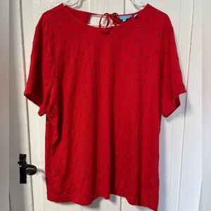 Draper James Eyelet Red cotton blouse size XL